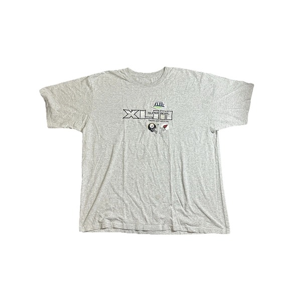 Other - Y2K Super Bowl‎ XLIII Grey T Shirt Embroidered Size XXL Steelers Vs Cardinals